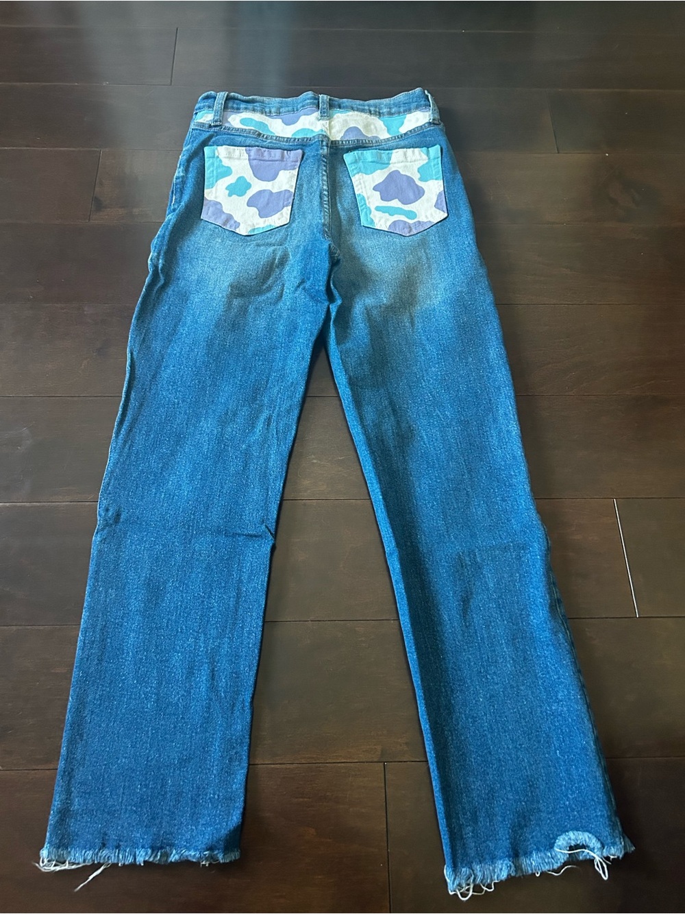 Daisy Blue Straight Leg Jeans with Blue & White Camo Pockets